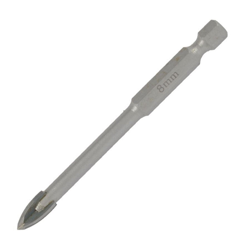 Tork Craft | Glass & Tile Drill 8mm 4 Flute w/Hex Shank-Toolcraft