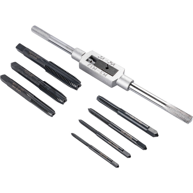 Tork Craft | HSS Taps M3 - M12 Tap Wrench Set 8Pc Carded-Toolcraft
