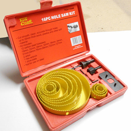Tork Craft | Hole Saw Set, 16pc Carbon Steel - Toolcraft