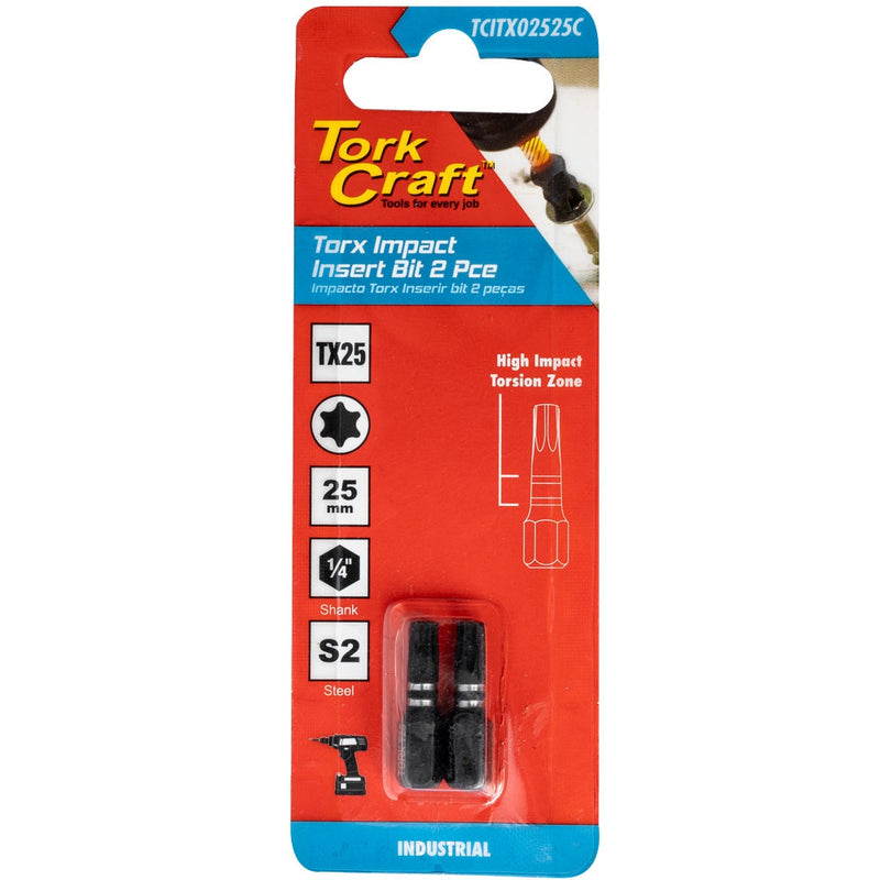 Tork Craft | Impact Bit Torx 25mm 2Pc - Various Sizes TX7-Toolcraft