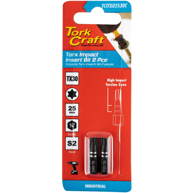 Tork Craft | Impact Bit Torx 25mm 2Pc - Various Sizes TX7-Toolcraft