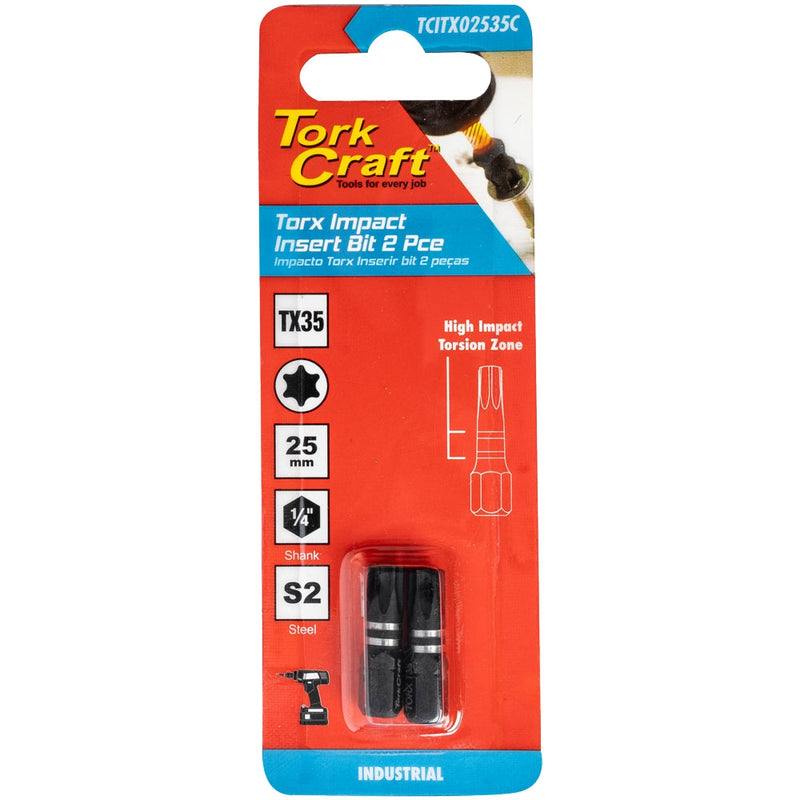 Tork Craft | Impact Bit Torx 25mm 2Pc - Various Sizes TX7-Toolcraft