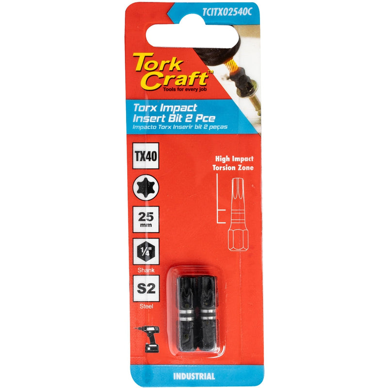 Tork Craft | Impact Bit Torx 25mm 2Pc - Various Sizes TX7-Toolcraft
