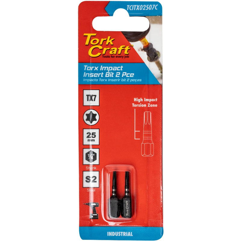 Tork Craft | Impact Bit Torx 25mm 2Pc - Various Sizes TX7-Toolcraft