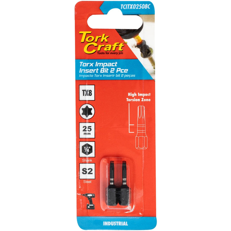 Tork Craft | Impact Bit Torx 25mm 2Pc - Various Sizes TX7-Toolcraft