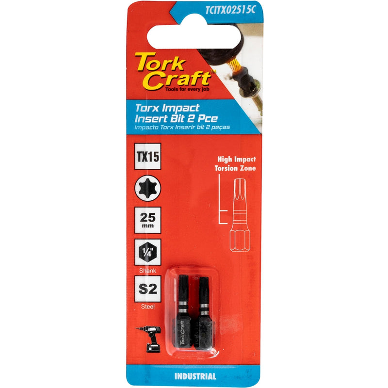 Tork Craft | Impact Bit Torx 25mm 2Pc - Various Sizes TX7-Toolcraft