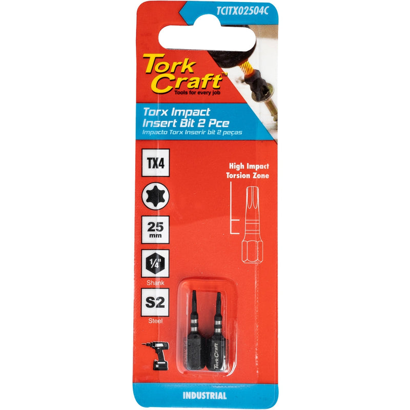 Tork Craft | Impact Bit Torx 25mm 2Pc - Various Sizes TX7-Toolcraft