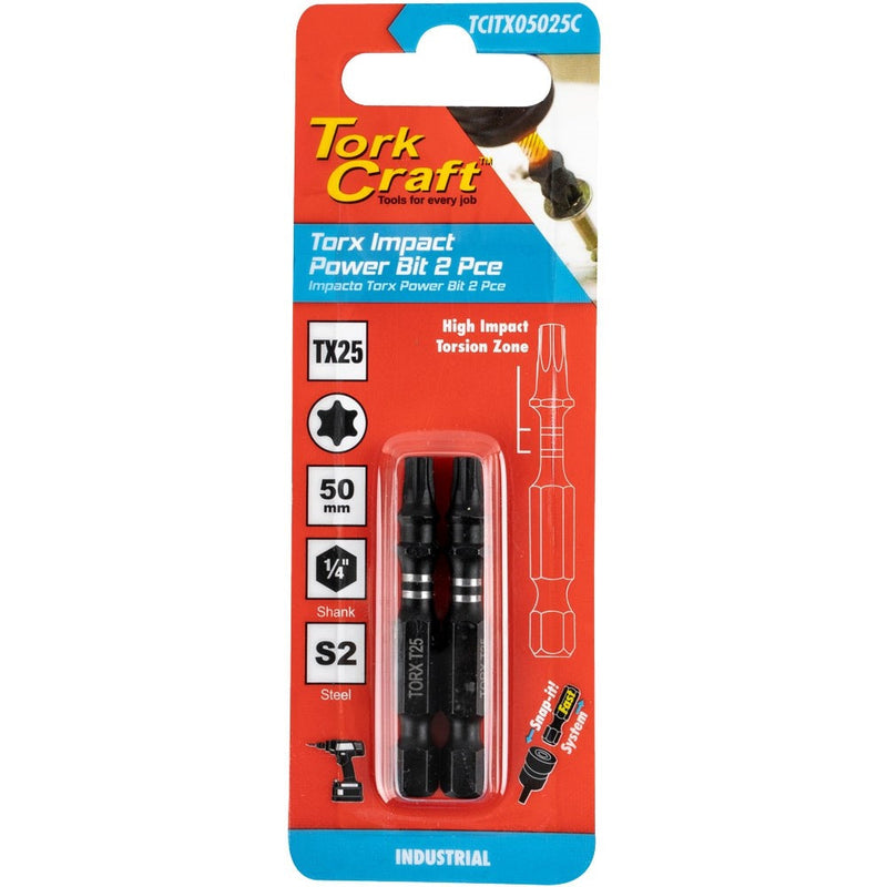 Tork Craft | Impact Bit Torx 50mm 2Pc - Various Sizes TX25-Toolcraft