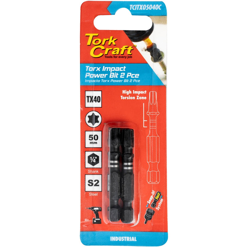 Tork Craft | Impact Bit Torx 50mm 2Pc - Various Sizes TX25-Toolcraft