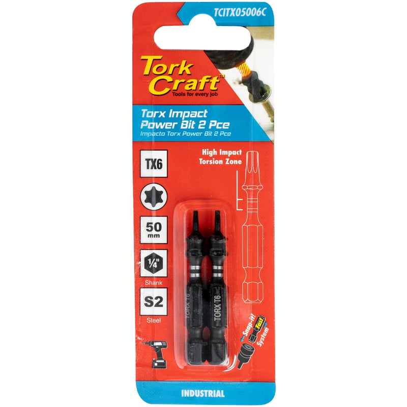 Tork Craft | Impact Bit Torx 50mm 2Pc - Various Sizes TX25-Toolcraft