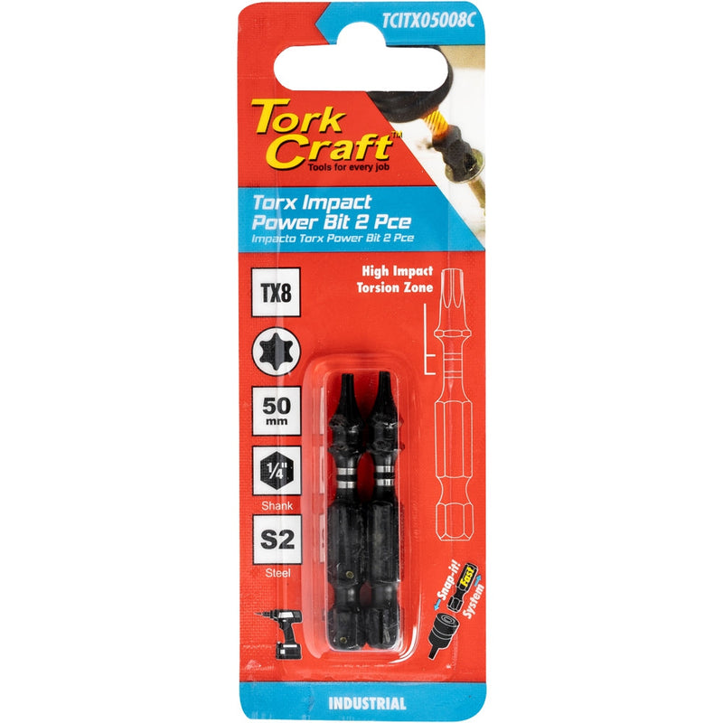Tork Craft | Impact Bit Torx 50mm 2Pc - Various Sizes TX25-Toolcraft