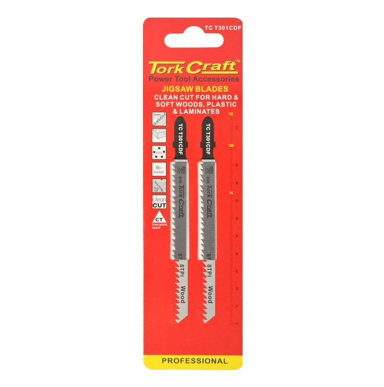 Tork Craft | Jigsaw Blade T-Shank 8Tpi Hard/Softwood/Laminate 3mm 116mm 2Pc-Toolcraft