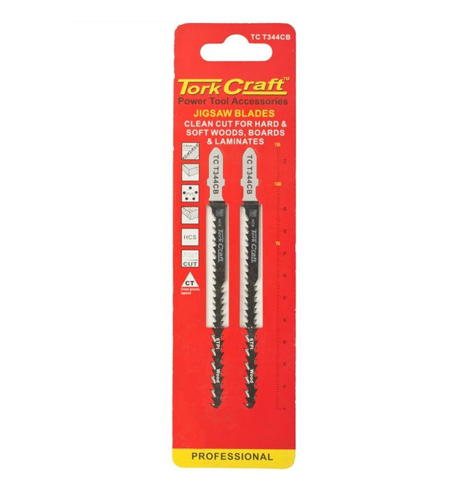 Tork Craft | Jigsaw Blade T-Shank D/Sided Thick Hard/Softwood/Laminate 4mm 11Tpi 116mm 2Pc