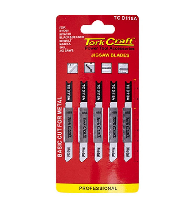 Tork Craft | Jigsaw Blades U-Shank 21Tpi Metal 1,2mm 5Pc-Toolcraft