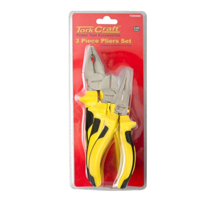 Tork Craft | Pliers Kit Combination/Side/Long Nose Plier 3Pc-Toolcraft