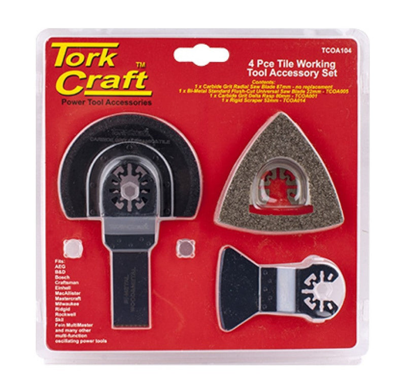 Tork Craft | Quick Change Oscillating Tile Working Accessory Kit 4Pc-Toolcraft