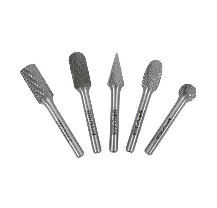 Tork Craft | Rotary Burr Set 5Pc Asstd 12mm Dia. Tungsten