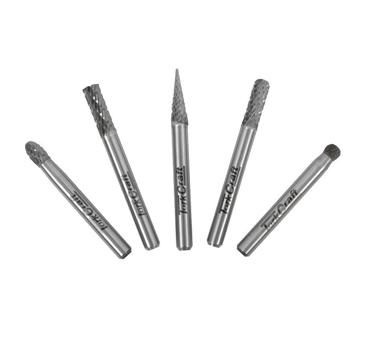 Tork Craft | Rotary Burr Set 5Pc Asstd 6mm Dia. Tungsten