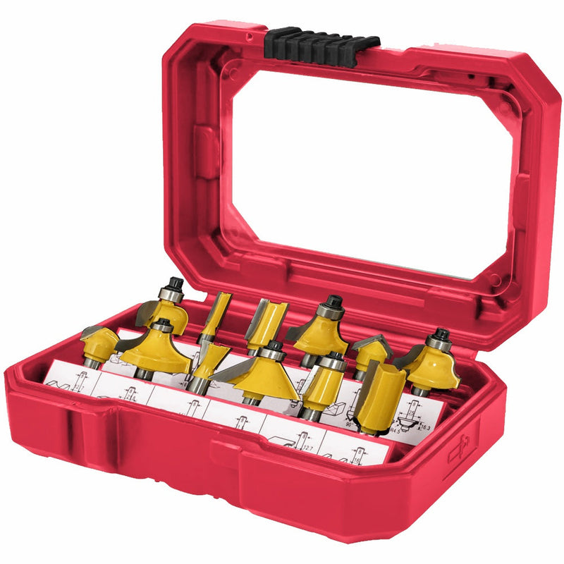 Tork Craft | Router Bit Set 1/4" Shank Hard Case 12Pc-Toolcraft