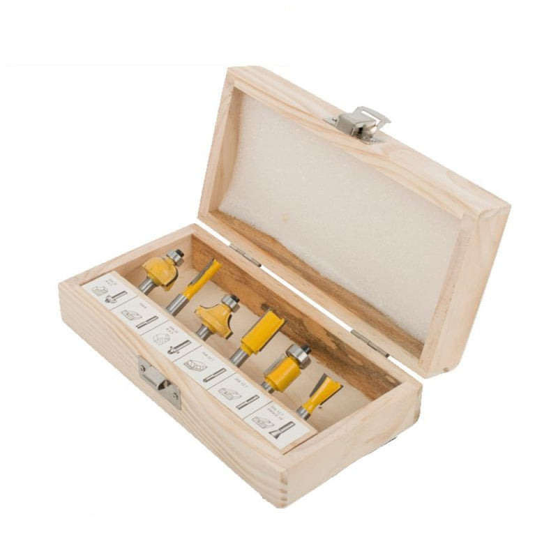 Tork Craft | Router Bit Set 1/4″ Shank - Wooden Box 6Pc-Toolcraft