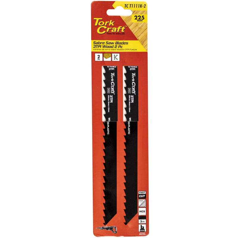 Tork Craft | Sabre Saw Blade 225 X 8.5mm 3tpi Wood 2Pc-Toolcraft