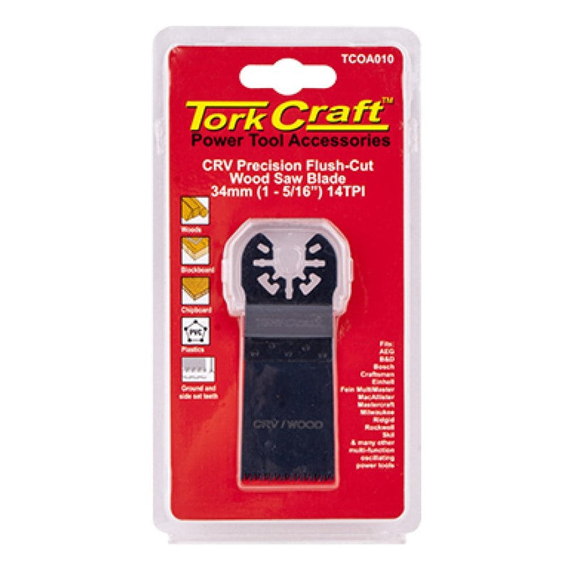 Tork Craft | Saw Blade Quick Change Oscillating Flush Cut Wood 34mm (1-5/16") 14Tpi CrV-Toolcraft