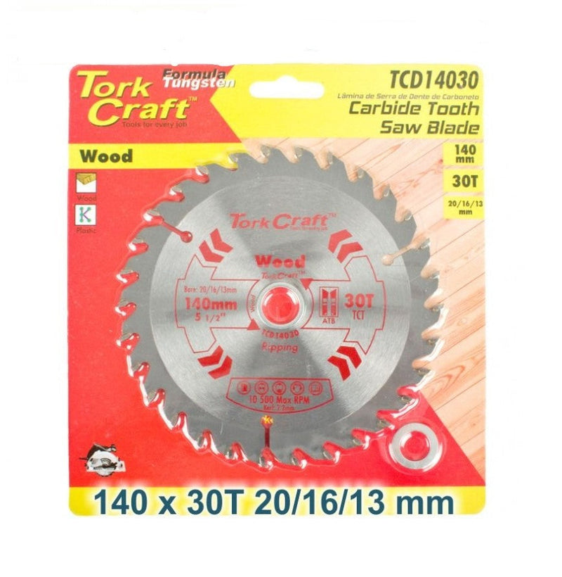 Tork Craft | Saw Blade TCT 140X30T 20/16/13mm General Purpose Combination Wood-Toolcraft