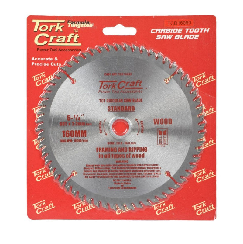 Tork Craft | Saw Blade TCT 160X60T 20/16mm General Purpose Cross Cut-Toolcraft