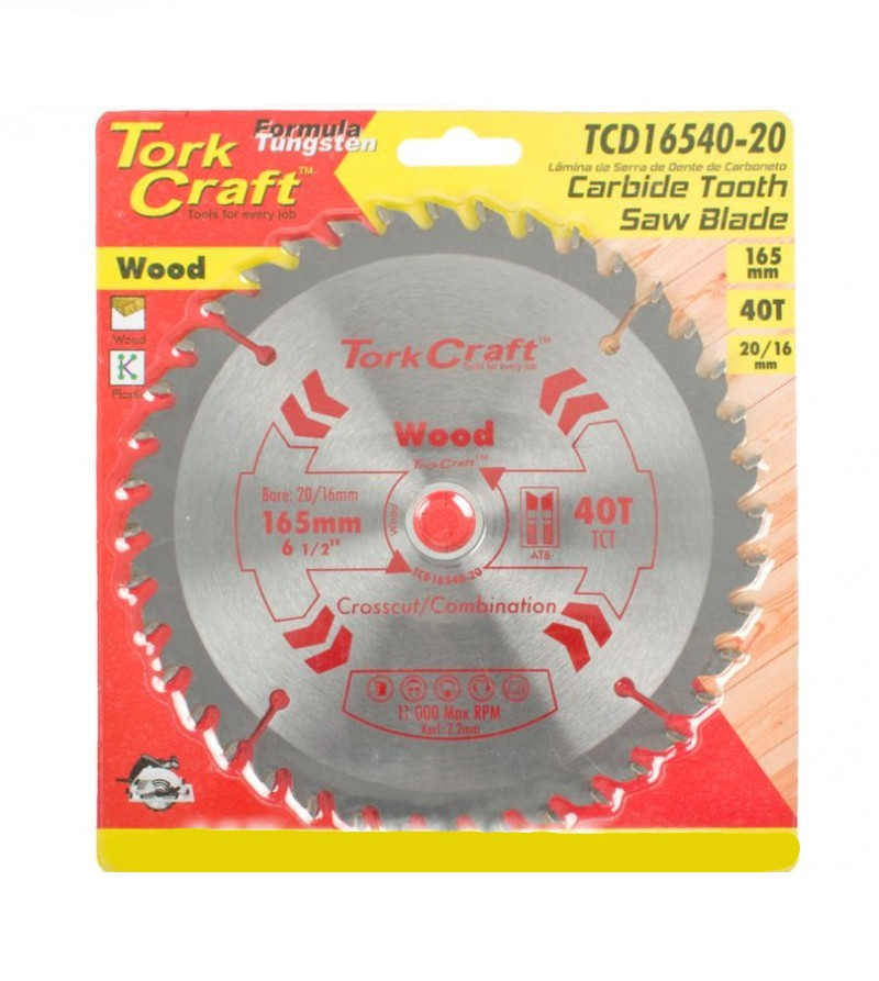 Tork Craft | Saw Blade TCT 165X40T 20/16mm General Purpose Combination-Toolcraft