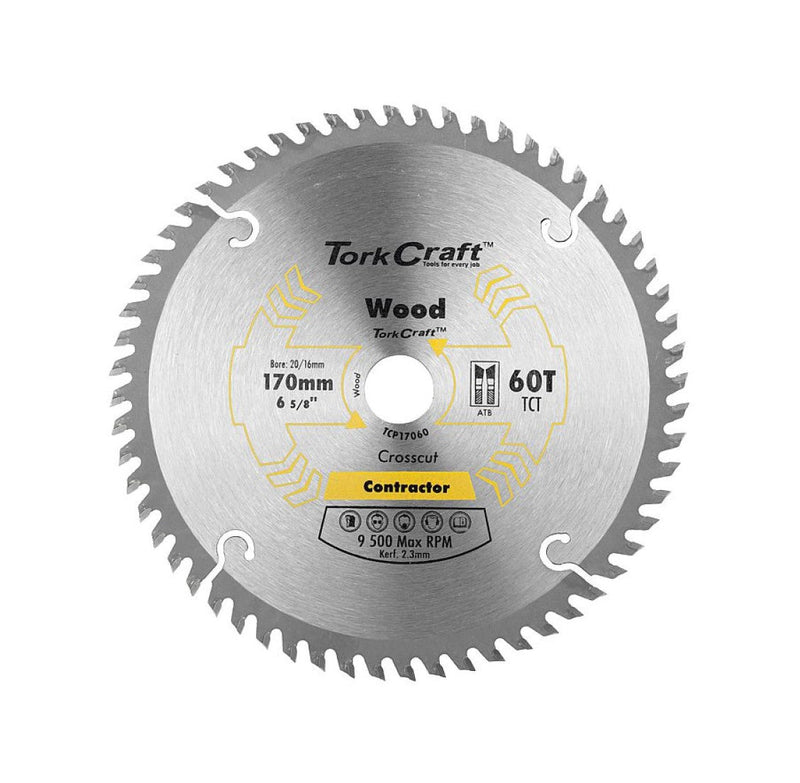Tork Craft | Saw Blade TCT 170X60T 20/16mm Contractor Wood-Toolcraft