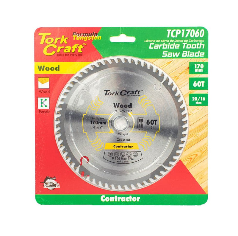 Tork Craft | Saw Blade TCT 170X60T 20/16mm Contractor Wood-Toolcraft