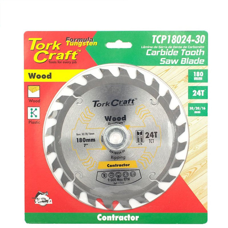 Tork Craft | Saw Blade TCT 180X24T 30/20/16mm Contractor-Toolcraft