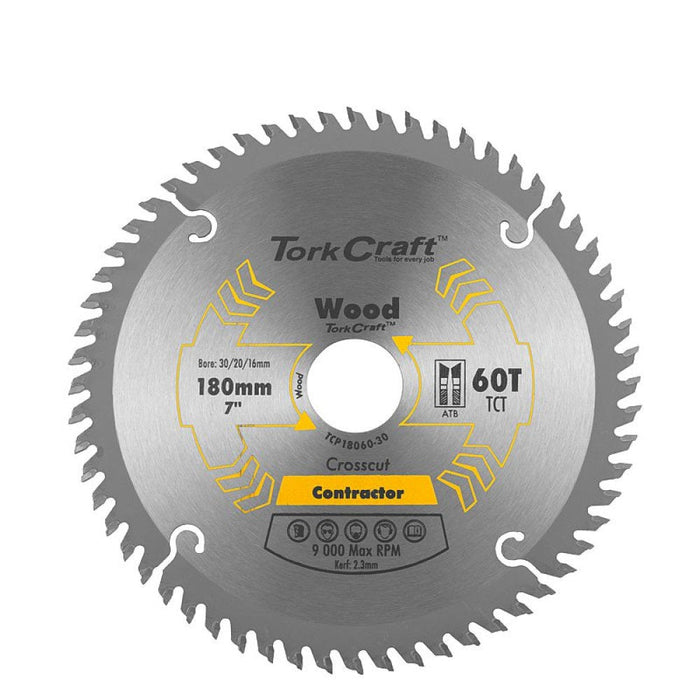 Tork Craft | Saw Blade TCT 180X60T 30/20/16mm Contractor