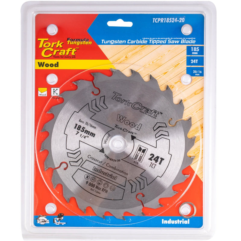 Tork Craft | Saw Blade TCT 185X24T 20/16mm ATB Positive Professional Industrial-Toolcraft