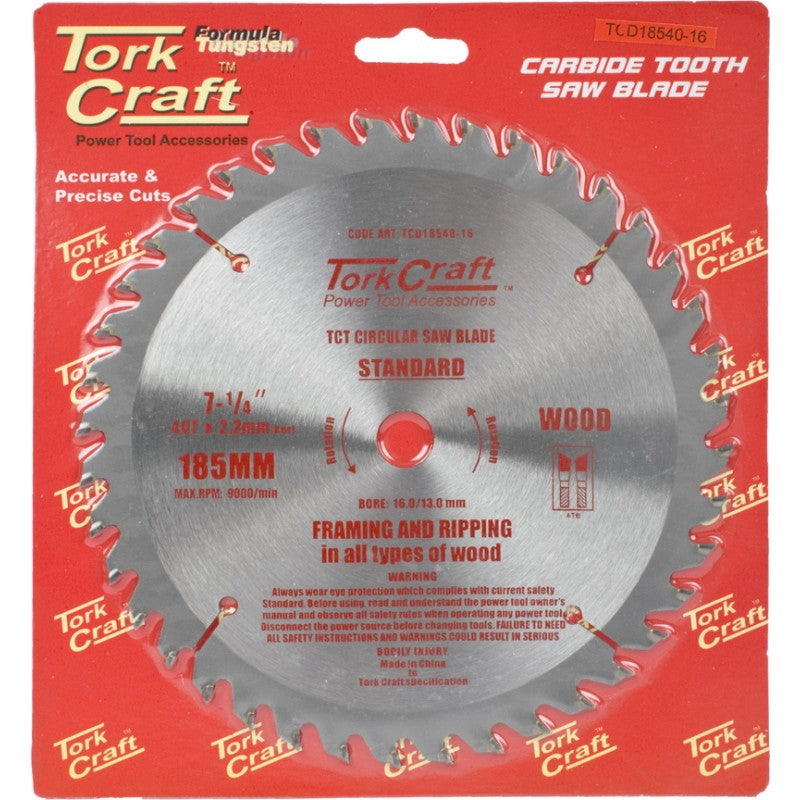 Tork Craft | Saw Blade TCT 185X40T 16mm General Purpose Combination-Toolcraft