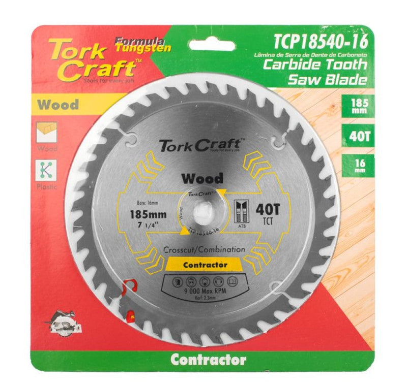 Tork Craft | Saw Blade TCT 185x40T 16mm Wood Contractor - Toolcraft