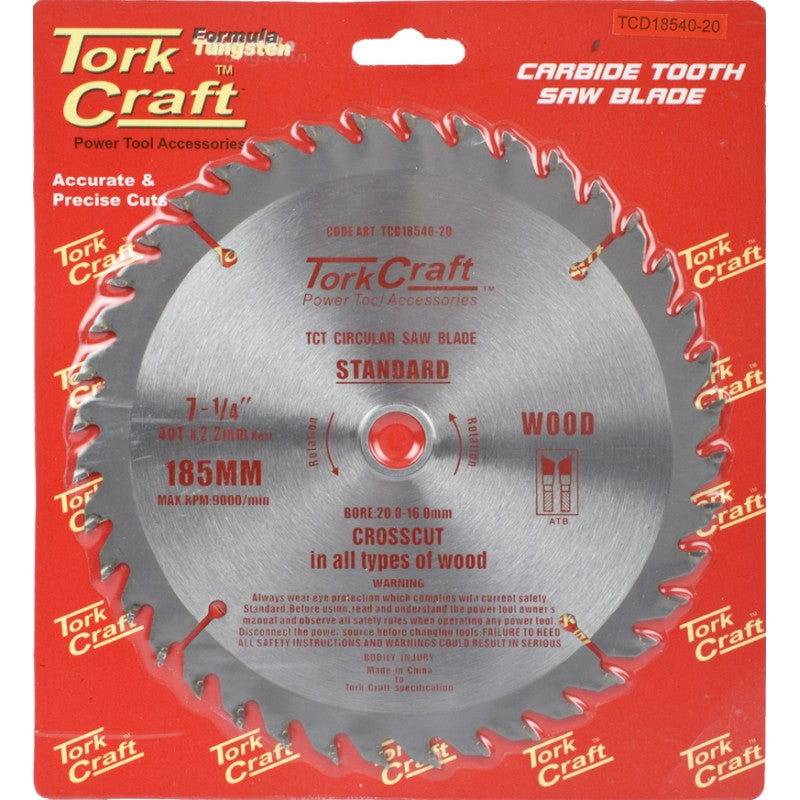 Tork Craft | Saw Blade TCT 185X40T 20/16mm General Purpose Combination-Toolcraft
