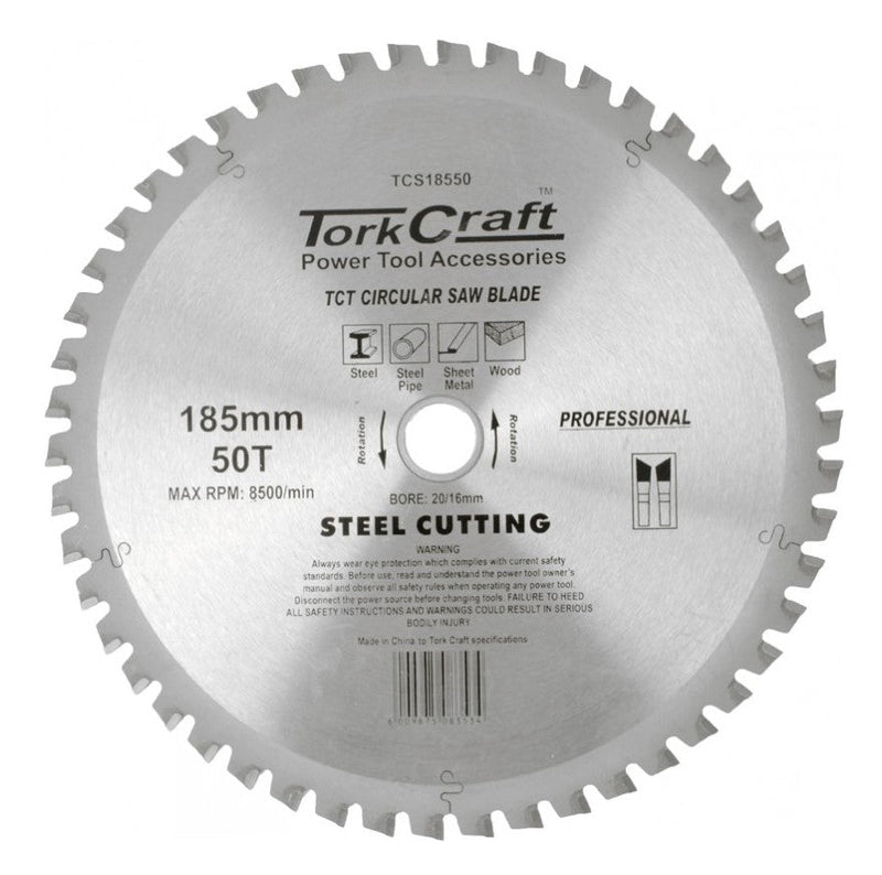 Tork Craft | Saw Blade TCT 185X50T 20/16mm Steel Cutting-Toolcraft
