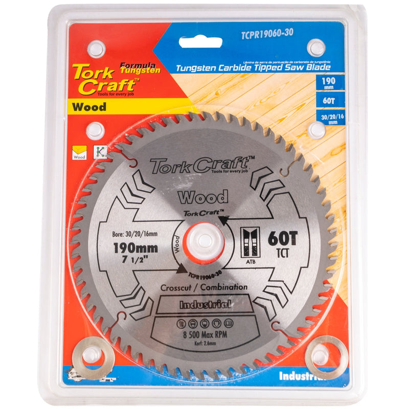Tork Craft | Saw Blade TCT 190X60T 30/20/16mm ATB Positive Professional Industrial-Toolcraft