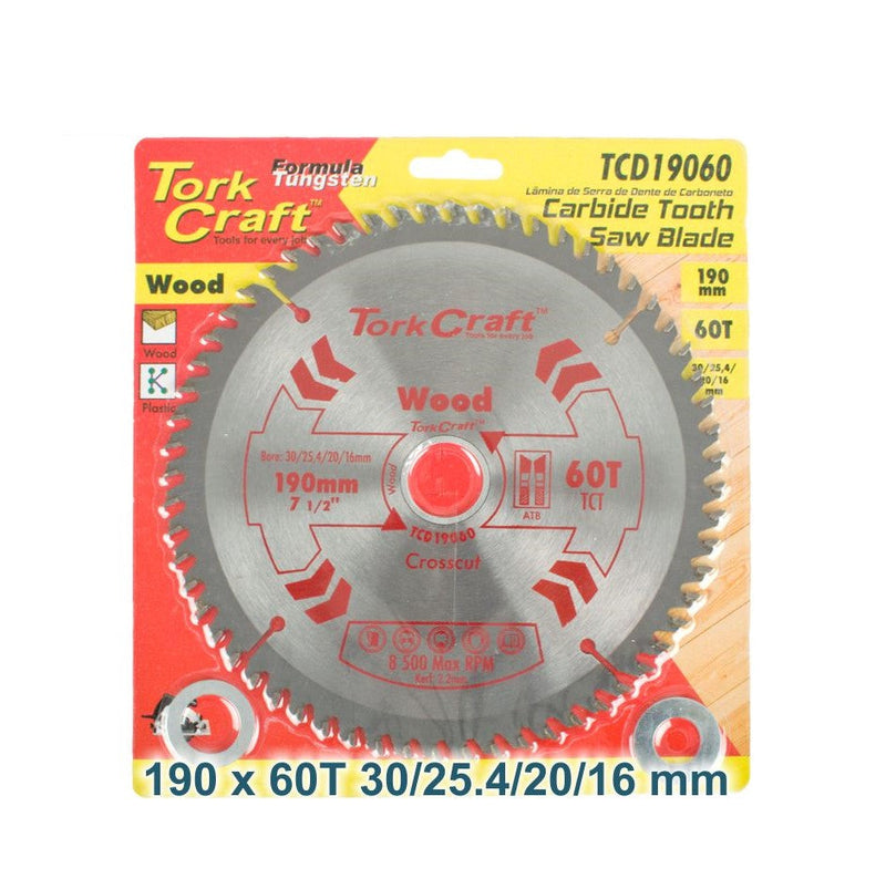 Tork Craft | Saw Blade TCT 190X60T 30/20mm General Purpose Cross Cut-Toolcraft