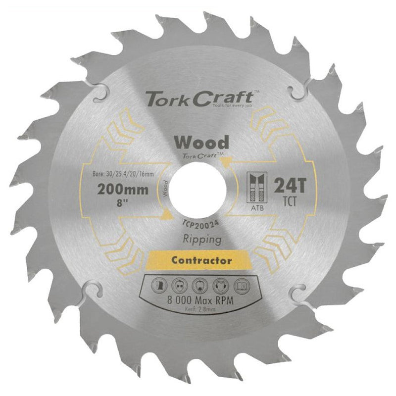 Tork Craft | Saw Blade TCT 200X24T 30/1/20/16mm Contractor-Toolcraft