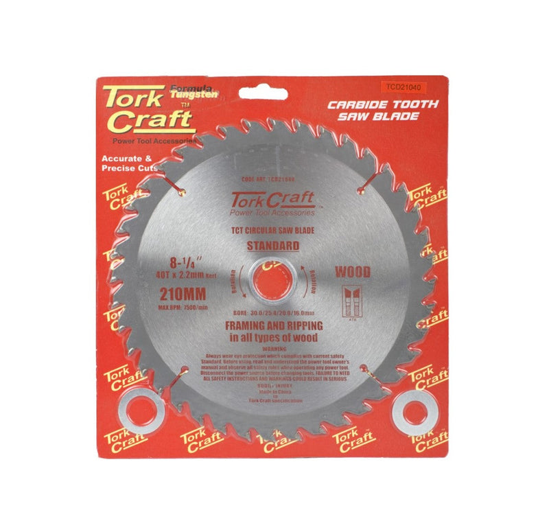 Tork Craft | Saw Blade TCT 210X40T 30/25,4/20/16mm General Purpose-Toolcraft