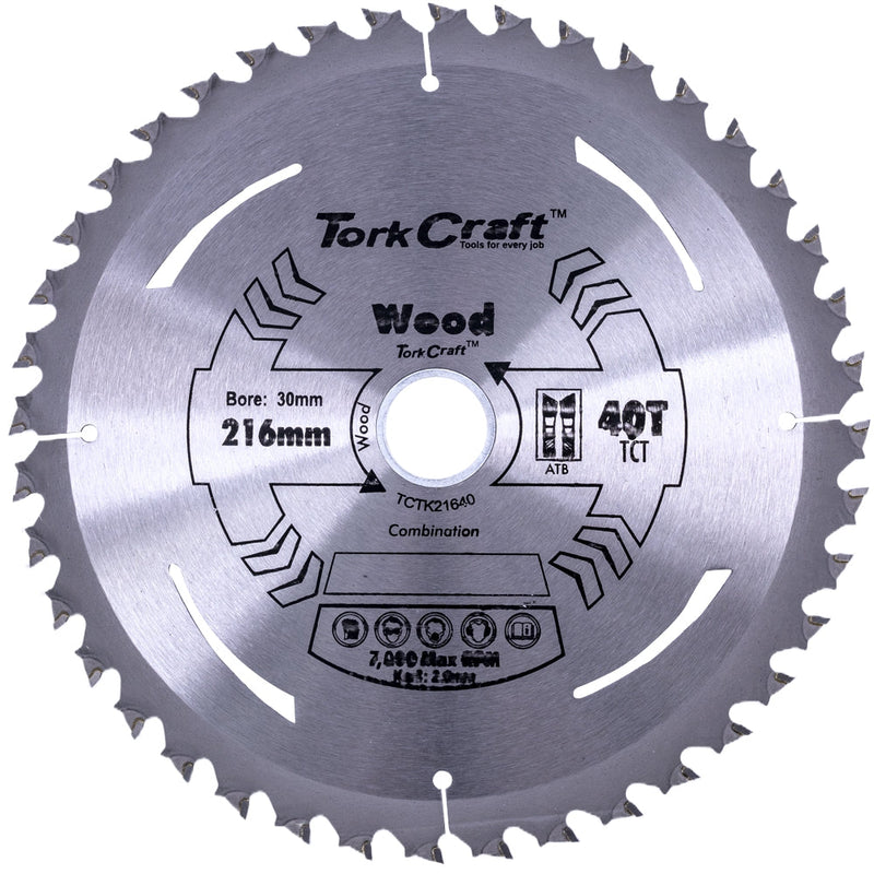 Tork Craft | Saw Blade TCT 216X2.0X30mm 40T Wood Thin Kerf-Toolcraft