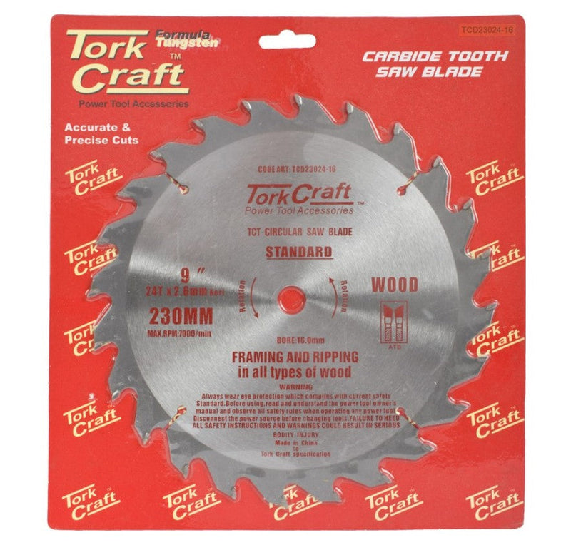 Tork Craft | Saw Blade TCT 230X24T 16mm General Purpose Rip-Toolcraft