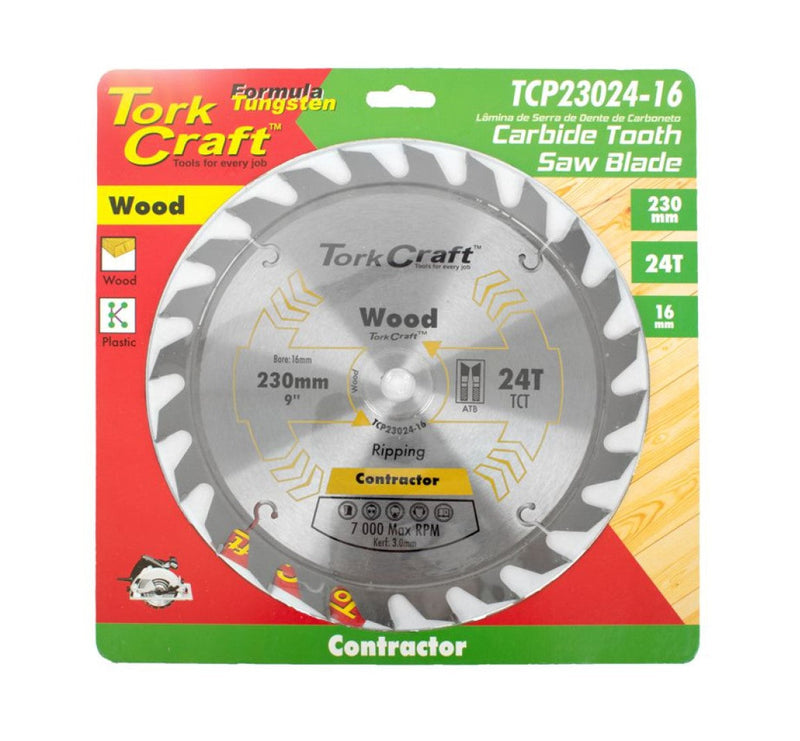 Tork Craft | Saw Blade TCT 230x24T 30/25,4/20/16mm Wood Contractor - Toolcraft