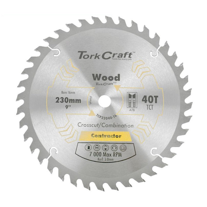 Tork Craft | Saw Blade TCT 230X40T 16mm Contractor-Toolcraft