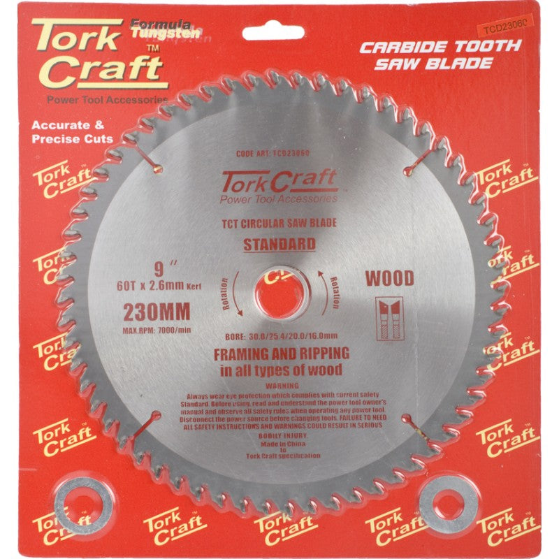 Tork Craft | Saw Blade TCT 230X60T 30/25,4/20mm General Purpose Rip-Toolcraft