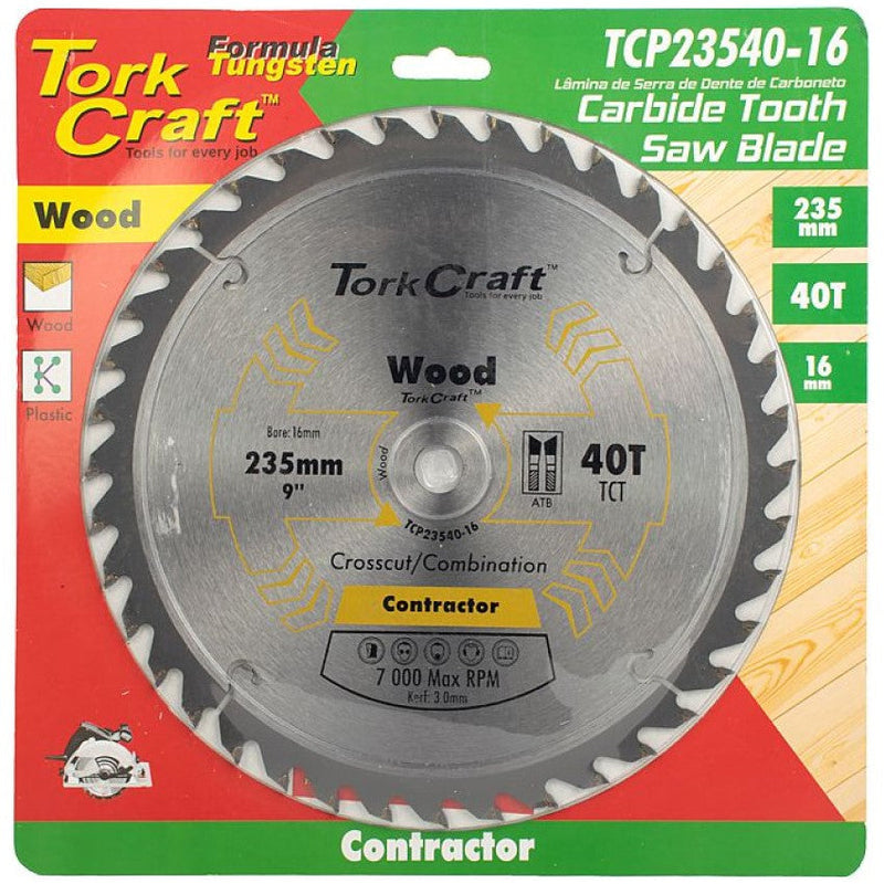 Tork Craft | Saw Blade TCT 235X40T 16mm Contractor-Toolcraft