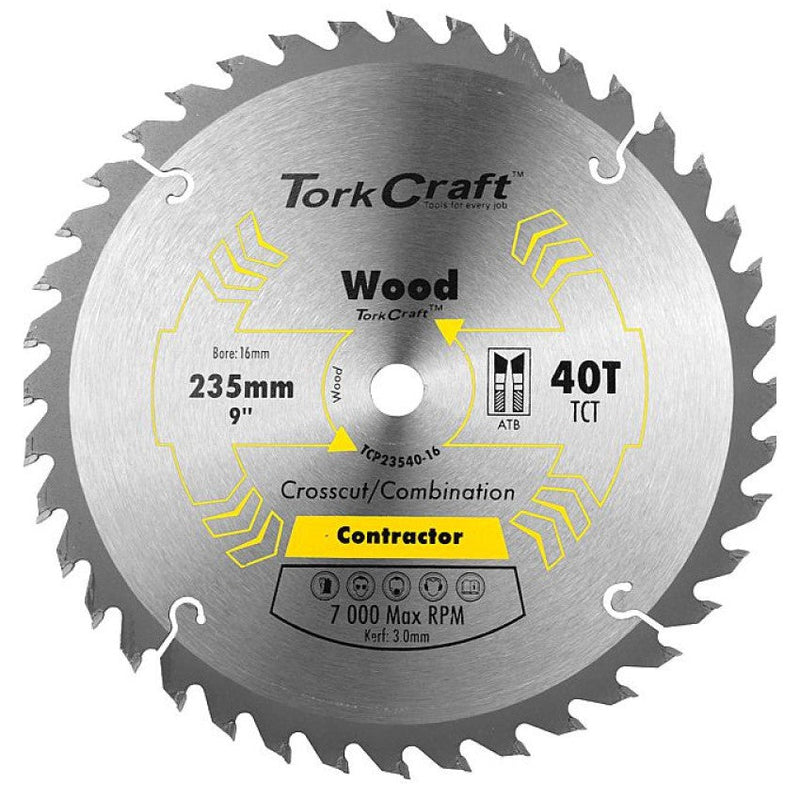 Tork Craft | Saw Blade TCT 235X40T 16mm Contractor-Toolcraft
