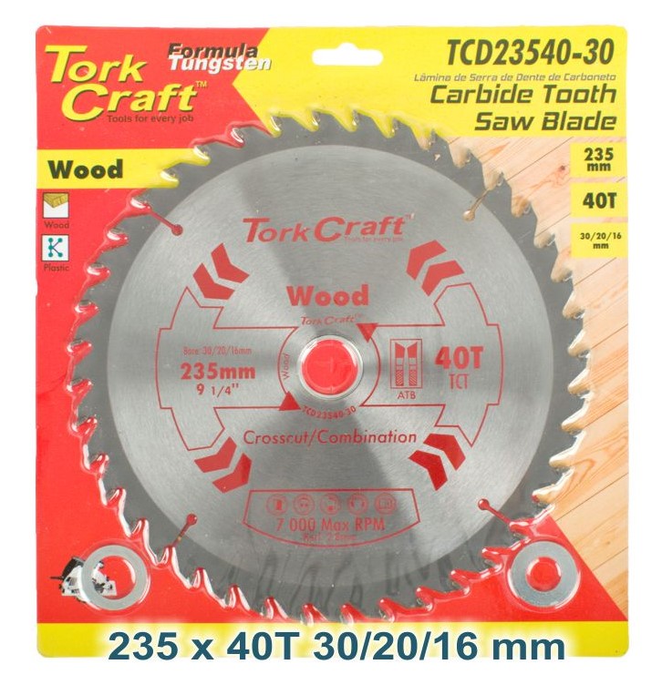 Tork Craft | Saw Blade TCT 235X40T 30/16mm General Purpose Combination-Toolcraft
